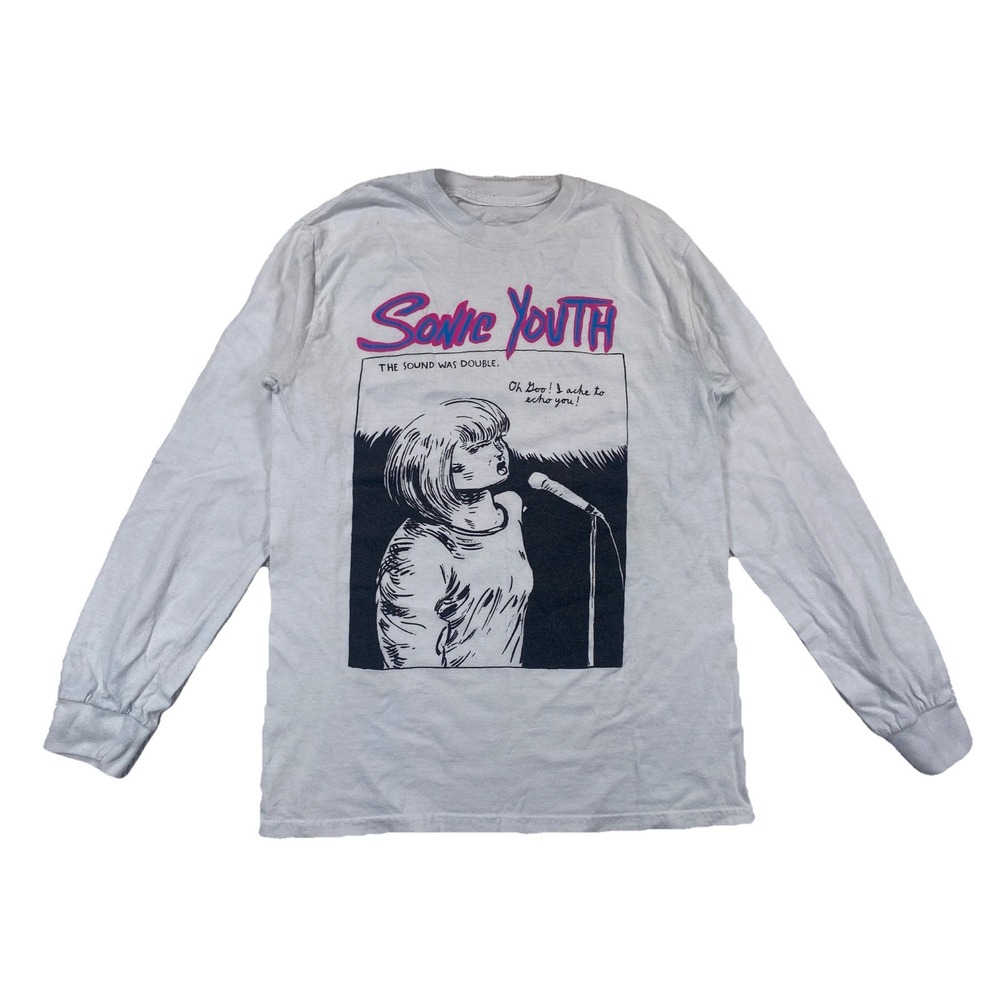 Sonic Youth Goo Double Sided Long Sleeve T-Shirt Y2K White